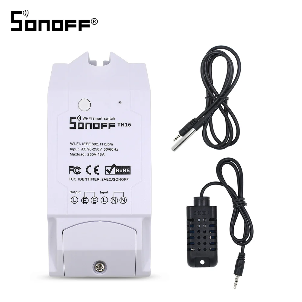 SONOFF TH16 16A умный Wifi переключатель температуры и влажности монитор с датчиком Am2301 Ds18b20 Si7021 водонепроницаемый зонд Google Home