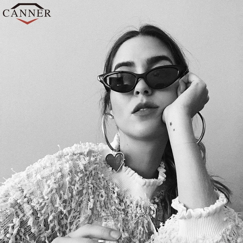 Женские круглые серьги кольца CANNER Золотые с красным сердцем aros mujer oreja