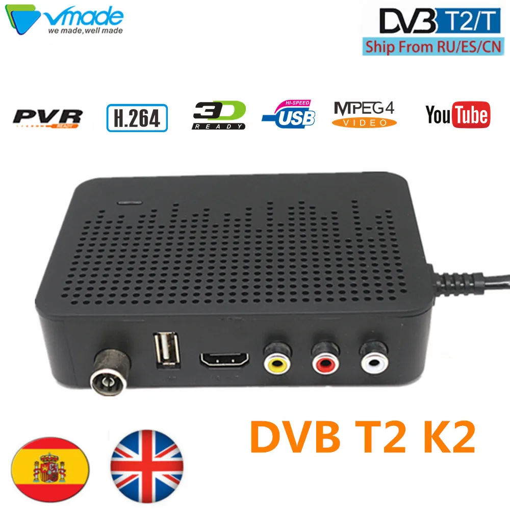 Vmade DVB T/T2 наземный ТВ приемник Высокий цифровой тюнер dvb t2 k3 H.264 PVR поддерживает YouTube