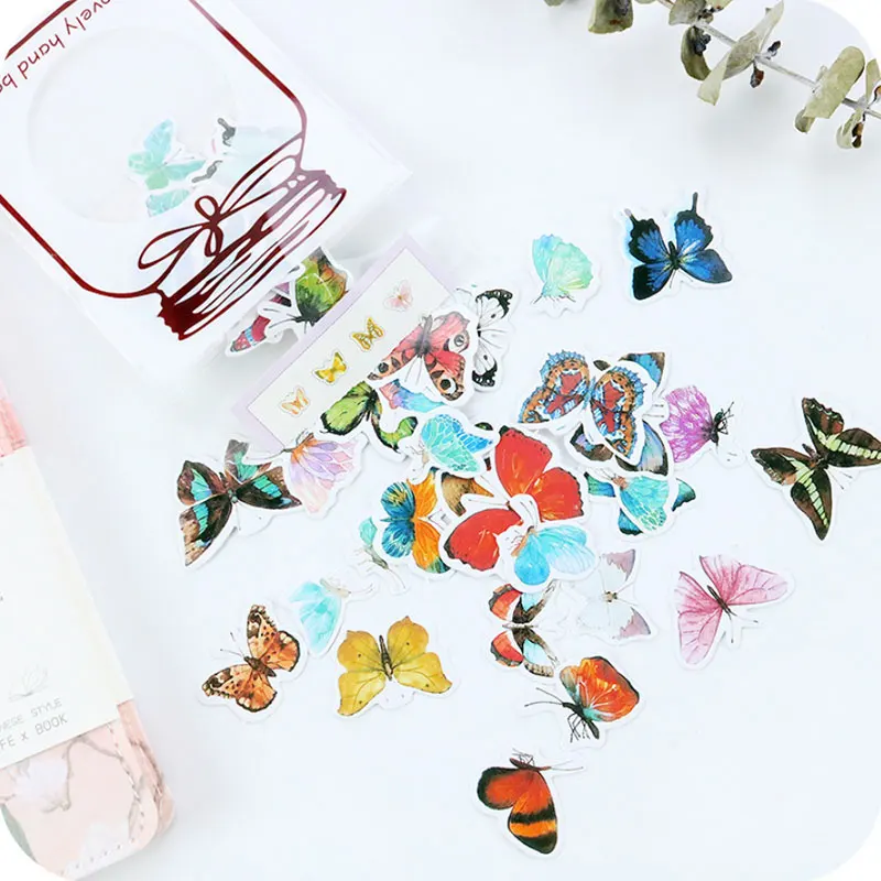 60 шт./пакет дизайнерские чехлы с акварельными бабочками бумажные наклейки