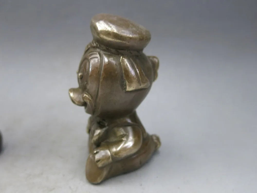 Китайская изящная латунная резная скульптура Микки Маус и Дональд Дак статуи |