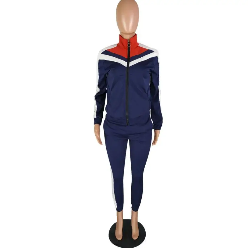 2018 длинный рукав Лоскутная Сексуальная Осень зимний спортивный костюм для