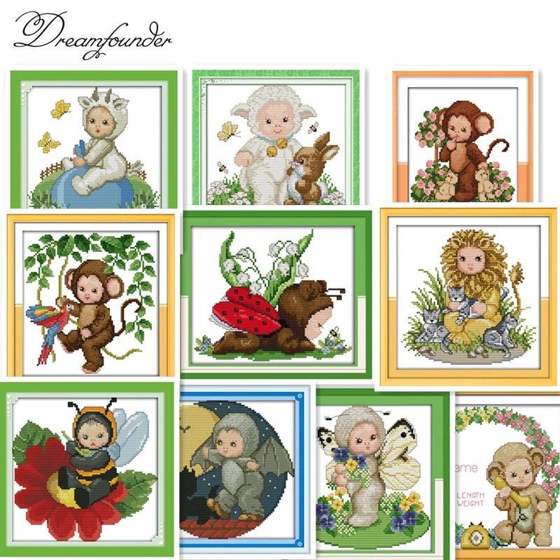 

Baby loins cross stitch kit aida 14ct 11ct count printed canvas stitches embroidery DIY handmade needlework