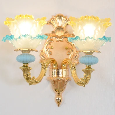 2 lights wall lamp Французская роскошная хрустальная люстра гостиная кристалл освещение спальня Европейский стиль ручная роспись цинковый сплав люстра лампа потолочная люстра хрустальная люстры потолочные для гостинной люстра на кухню - Lampshade Color: 2 lights wall lamp