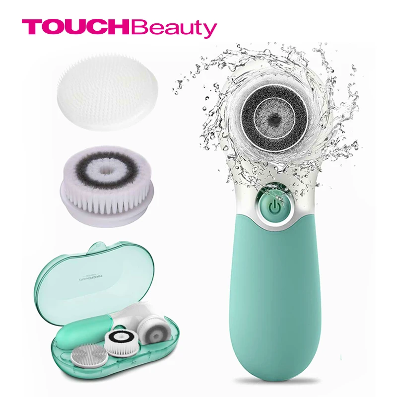 

TOUCHBeauty Waterproof Facial Brush Deep Cleansing Set with 3 Different Spin Brush Head,two speed face cleansing device TB-14838