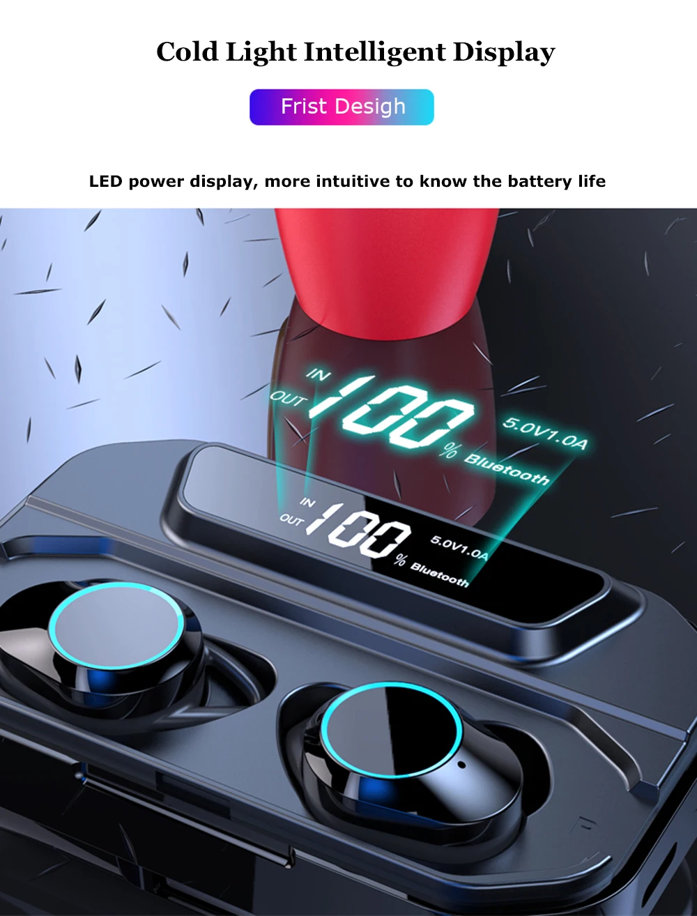 TWS 5,0 Bluetooth 6D супер стерео наушники водонепроницаемые IPX7 беспроводные наушники-вкладыши с 3300 мАч светодиодный внешний аккумулятор
