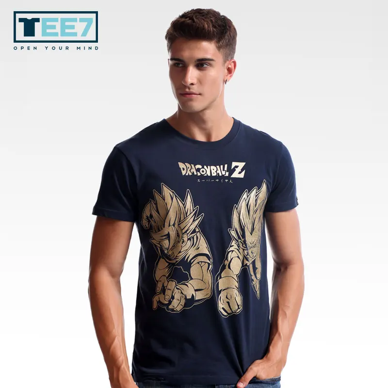 TEE7 Dragon Ball Z 100% хлопковая футболка Son Goku and Vegeta модные футболки с короткими рукавами