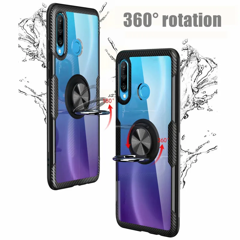 Tempered Glass Case For Samsung A50 A10 A20 A30 A40 S M10 M20 M30 Note 10 Pro A70 Finger Ring Transparent Shockproof Cover | Мобильные