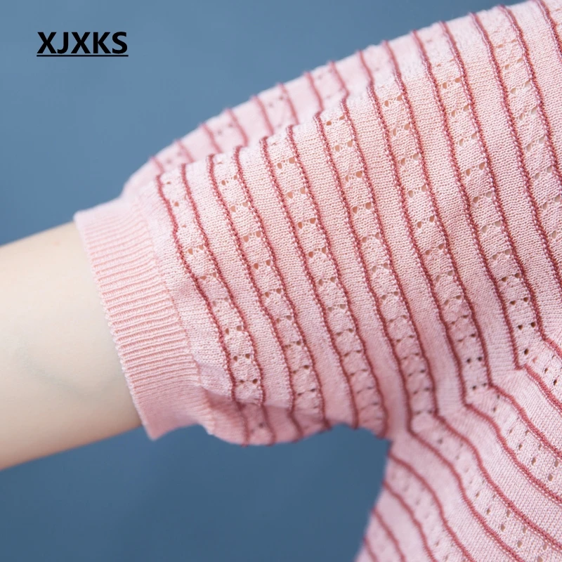 XJXKS летние новые Топы 2019 повседневная женская Свободная футболка с коротким