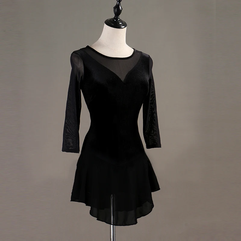 Элегантное платье для катания на коньках женские черные платья высокая