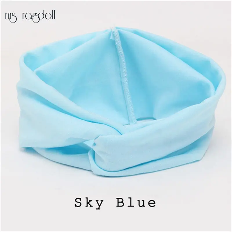 Sky Blue Лоскутные тюрбан повязки на голову для женщин скрученные Стрейчевые заколки Спортивная Повязка На Голову Повязка на голову для йоги головная повязка бандана йога широкая повязка на голову - Цвет: Sky Blue