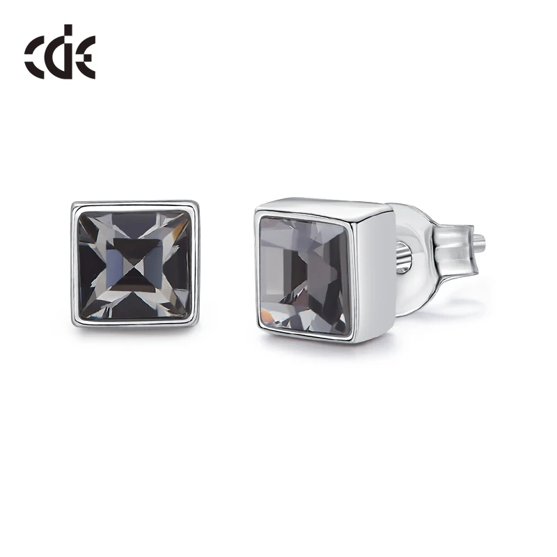 Silver phantom CDE 925 пробы серебряные серьги, украшенные кристаллами от Swarovski квадратные геометрические серьги, ювелирные изделия для ушей, серебряные ювелирные изделия - Цвет камня: Silver phantom
