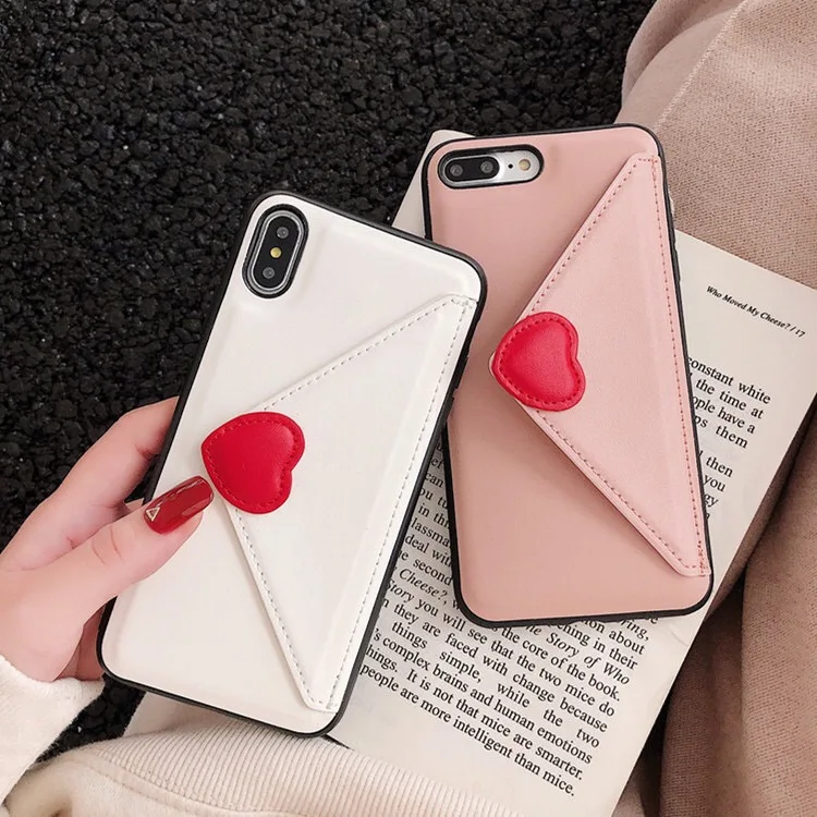 Чехол для iPhone XR XS Max чехол телефона роскошный кожаный с сердечком и конвертом