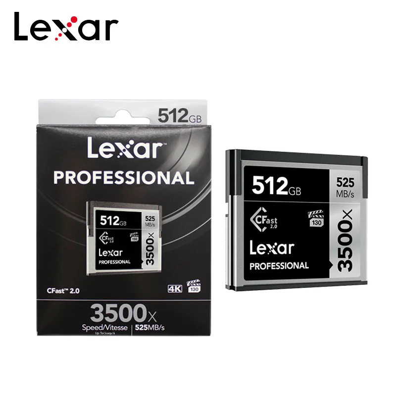 Original Lexar 3500x Memory Card 64GB 128GB 256GB 512GB 4K High Speed 525MB/s CFast 2.0 Card for Professional HD Camera