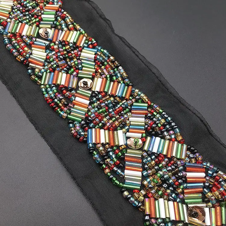 3 ярдов ручной работы расшитые бисером кружева пайетки сетка лента жемчуг