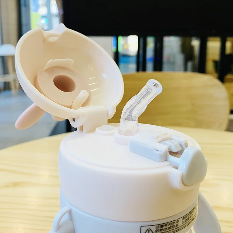 320 мл пластиковая бутылка для воды с соломинка напитков веревкой креативный