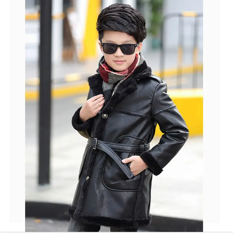 2016 Новая Мода Зима Мальчик Одежда С Длинным Рукавом Дети Пальто Кожаной Куртки
