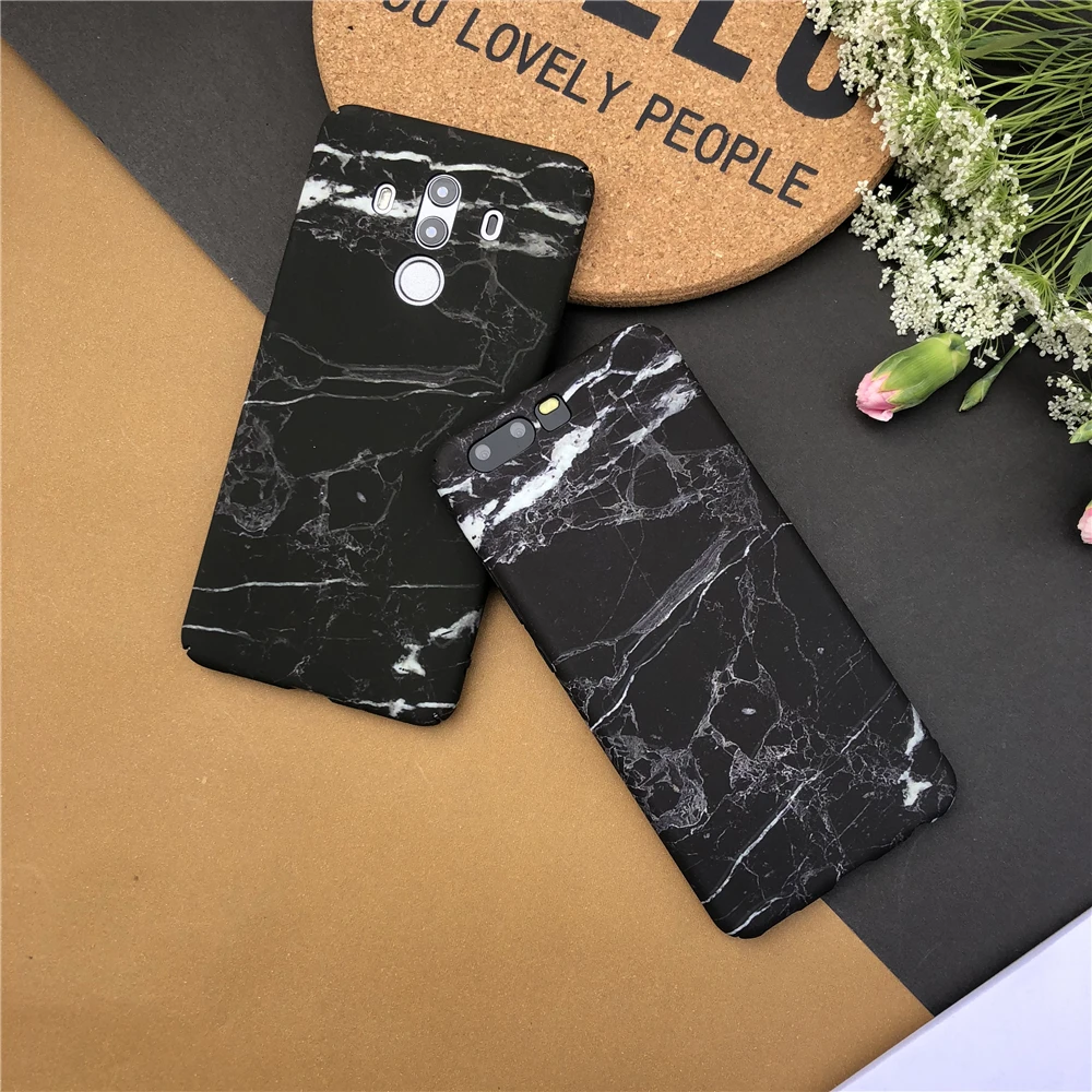 Classic Retro Granite Marble Cases For Huawei P10 Luminous Black White Matte Hard Mata 10 pro Case |