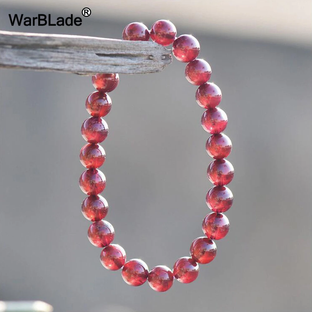 

WarBLade AAA Natural Stone 3A Starlight Garnet Bracelet 6mm-9mm Charm Garnet Beads Bracelet Bangles For Women Jewelry Gift