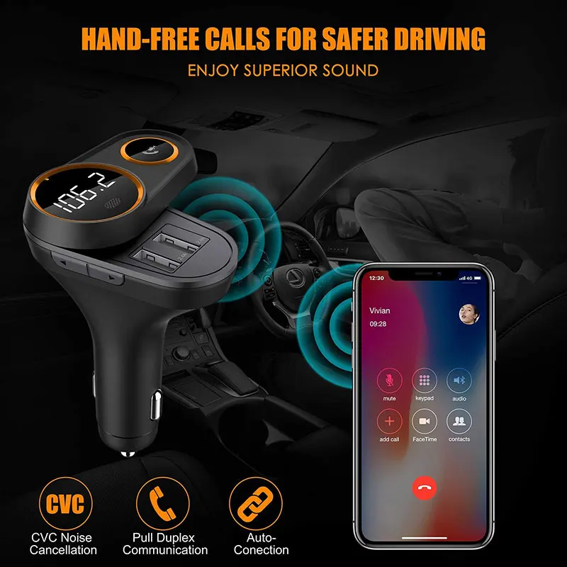 ANLUD вращающийся Bluetooth fm-передатчик Автомобильный Mp3 плеер беспроводной в
