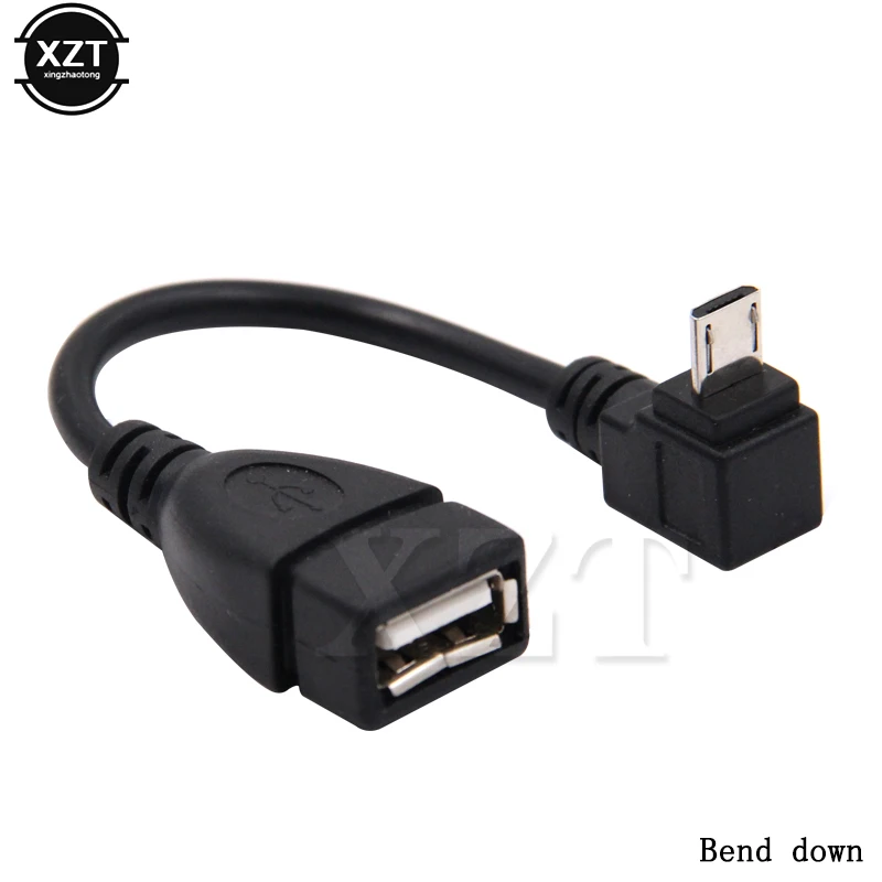 Кабель адаптер Micro USB 2 0 Male Female OTG для флеш накопителя 10 см 90 градусов под прямым