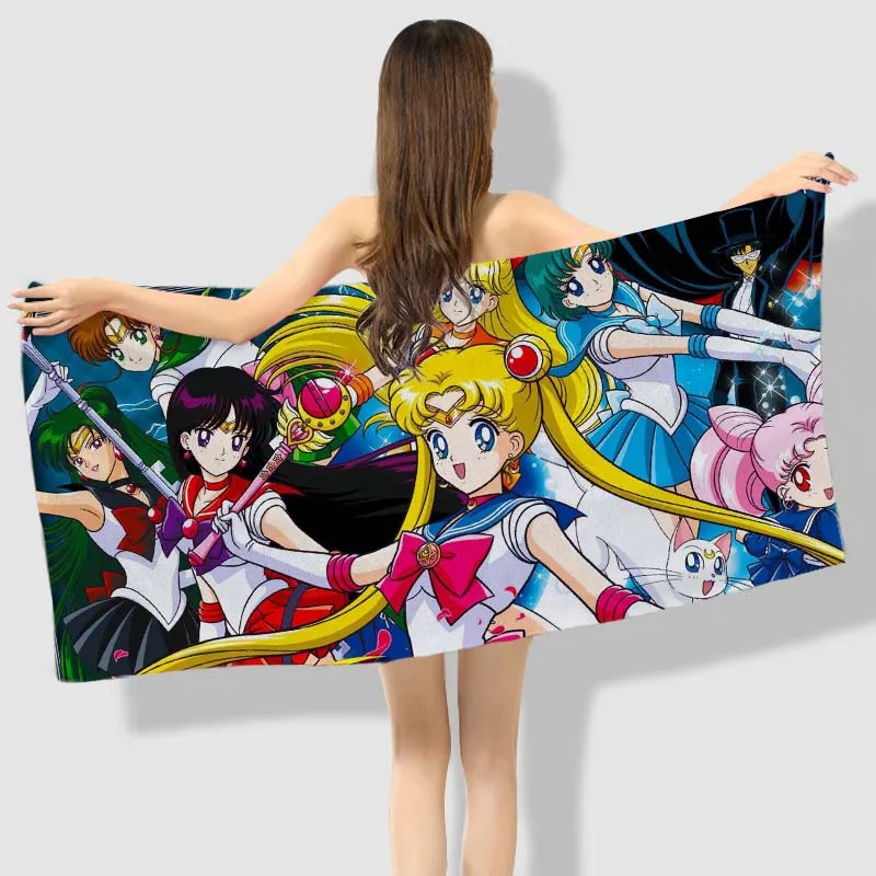 Anime Manga Sailor Moon Bath Towel Beach Towel 001: Pretty Soldier Moon image 5