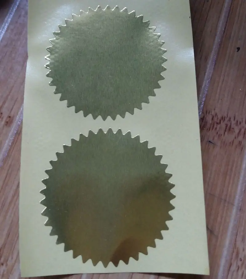 

45 mm gold seal sticker mudo certificado de oro rueda dentada de la etiqueta engomada pegatinas de papel