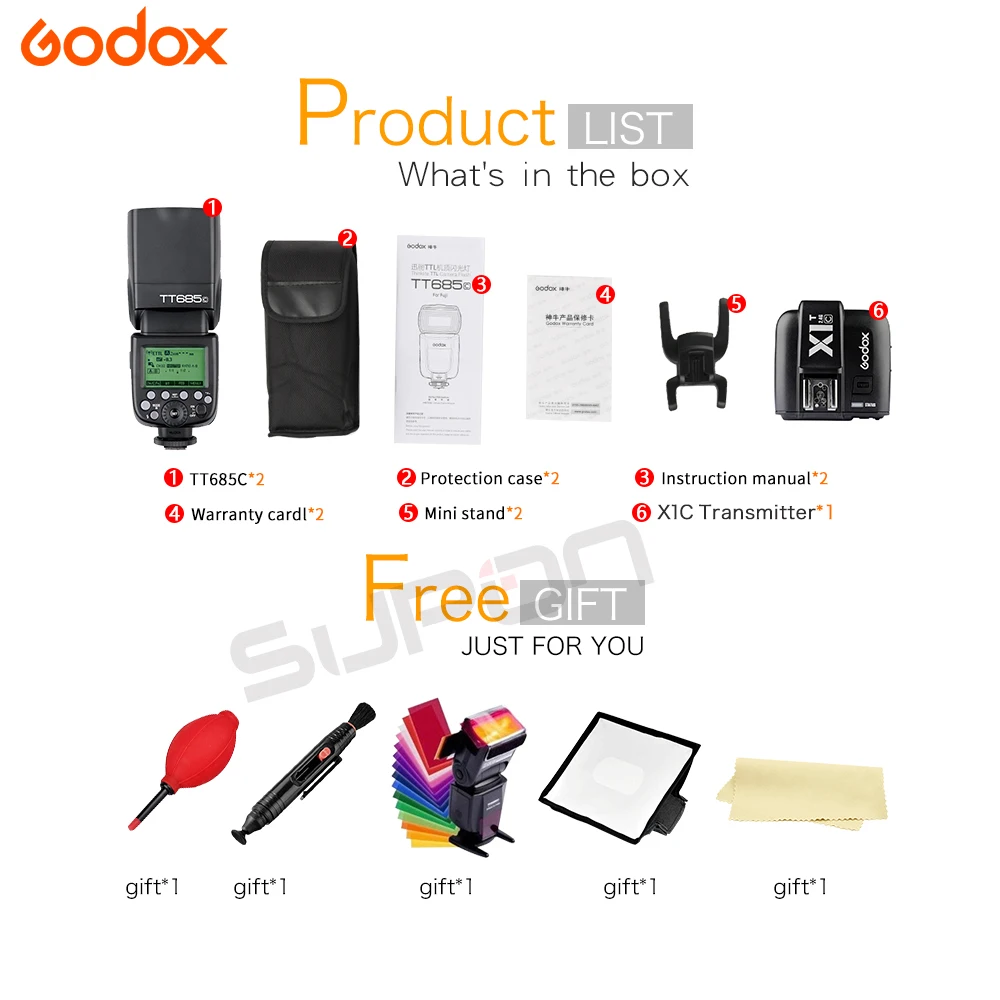 2x Godox TT685C 2 4G Wireless X system HSS TTL Sync Flash Speedlite + X1T C 15*17 см софтбокс для Canon 1100D 1000D 70D 650D