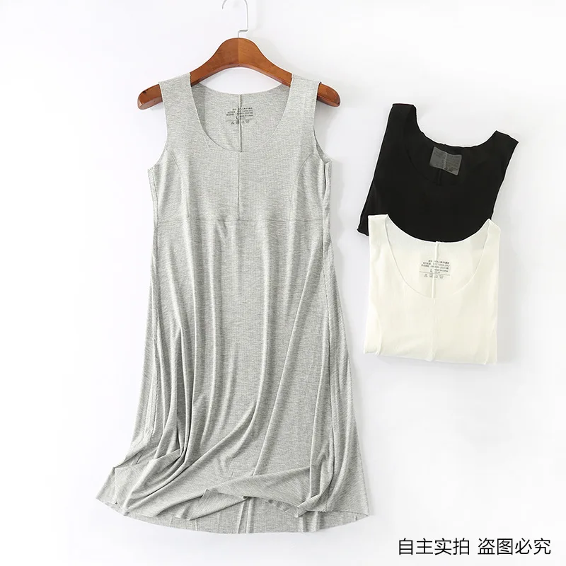 

Women dress seamless U neck sleeveless tank dress fashion patchwork casual loose thin basic thread dress
