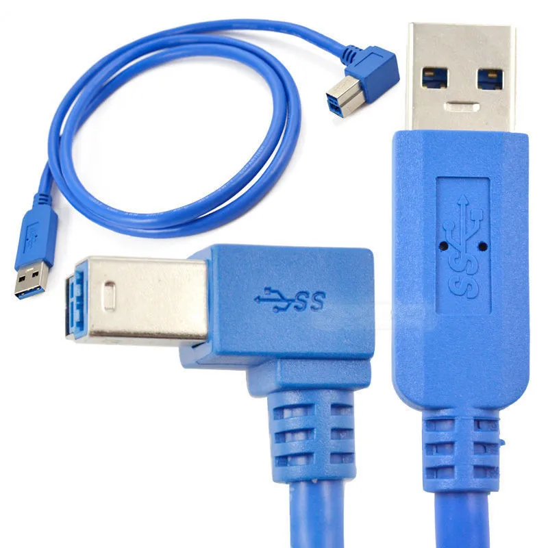 

USB 3.0 A Male to USB 3.0 Type B Male Cable USB 3.0 A Male to USB 3.0 B Male 90 degree Left Angled Cable 1M 100cm 3ft