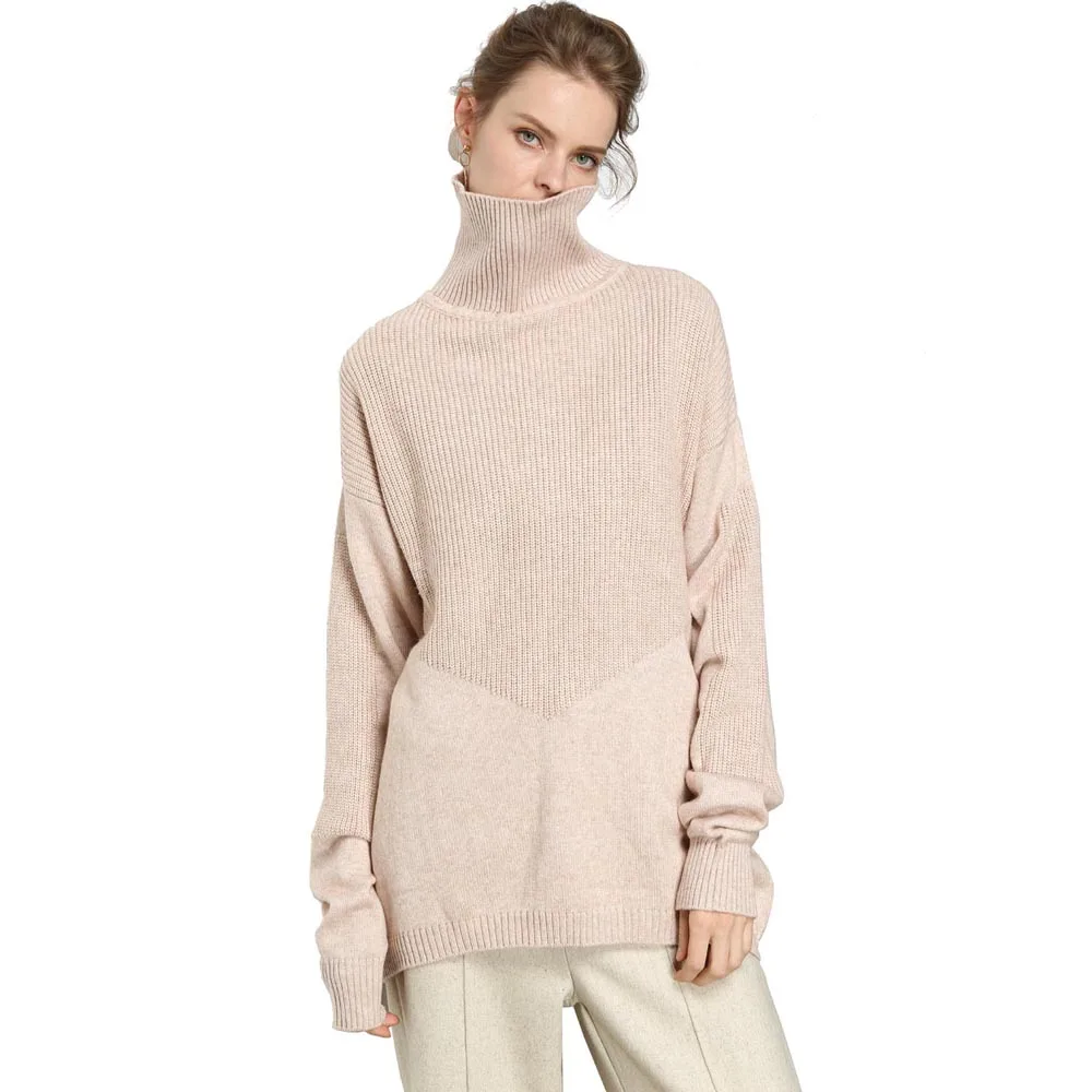 Sweater Women 2018 Runway High Grade Cashmere European Style Notched side Aysmmetrical Length Sweaters Pullover Shirts | Женская одежда
