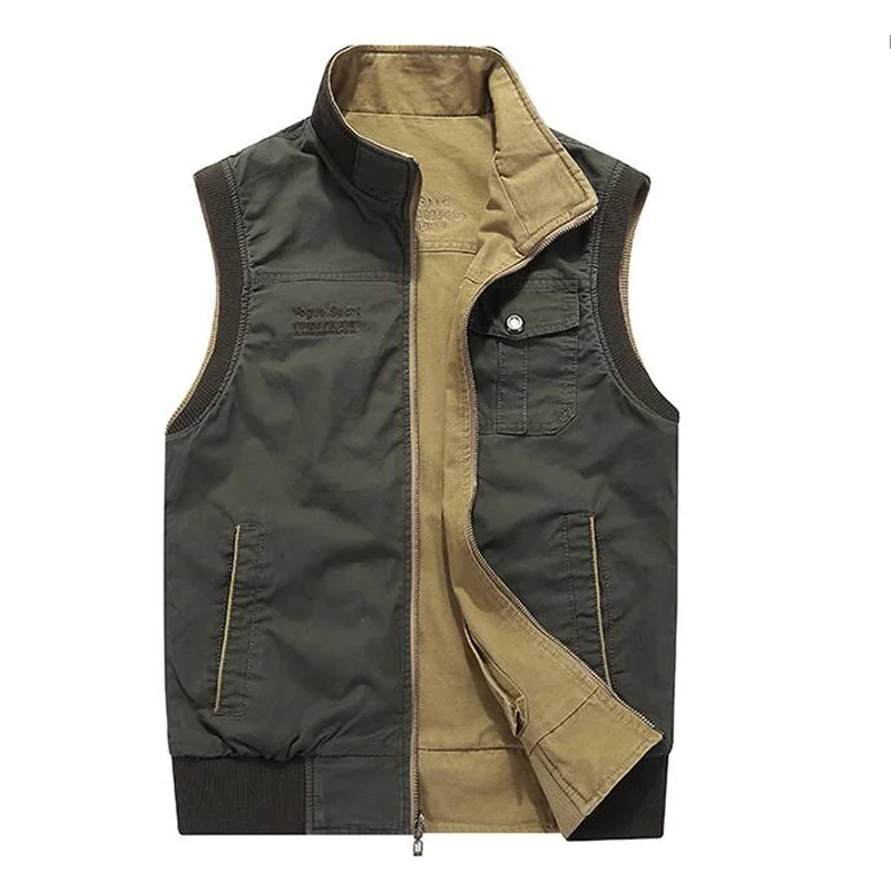 Хлопковый жилет плюс размер 5XL пальто мужские жилеты для отдыха Реверсивный