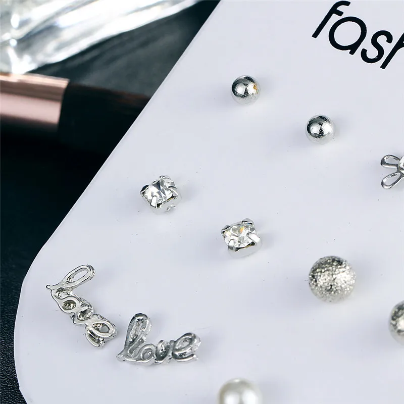 17 км Мода Кристалл бесконечный Стад Комплект сережек для женщин Bijoux Искусственный Жемчужный шар вечерние серьги double eleven