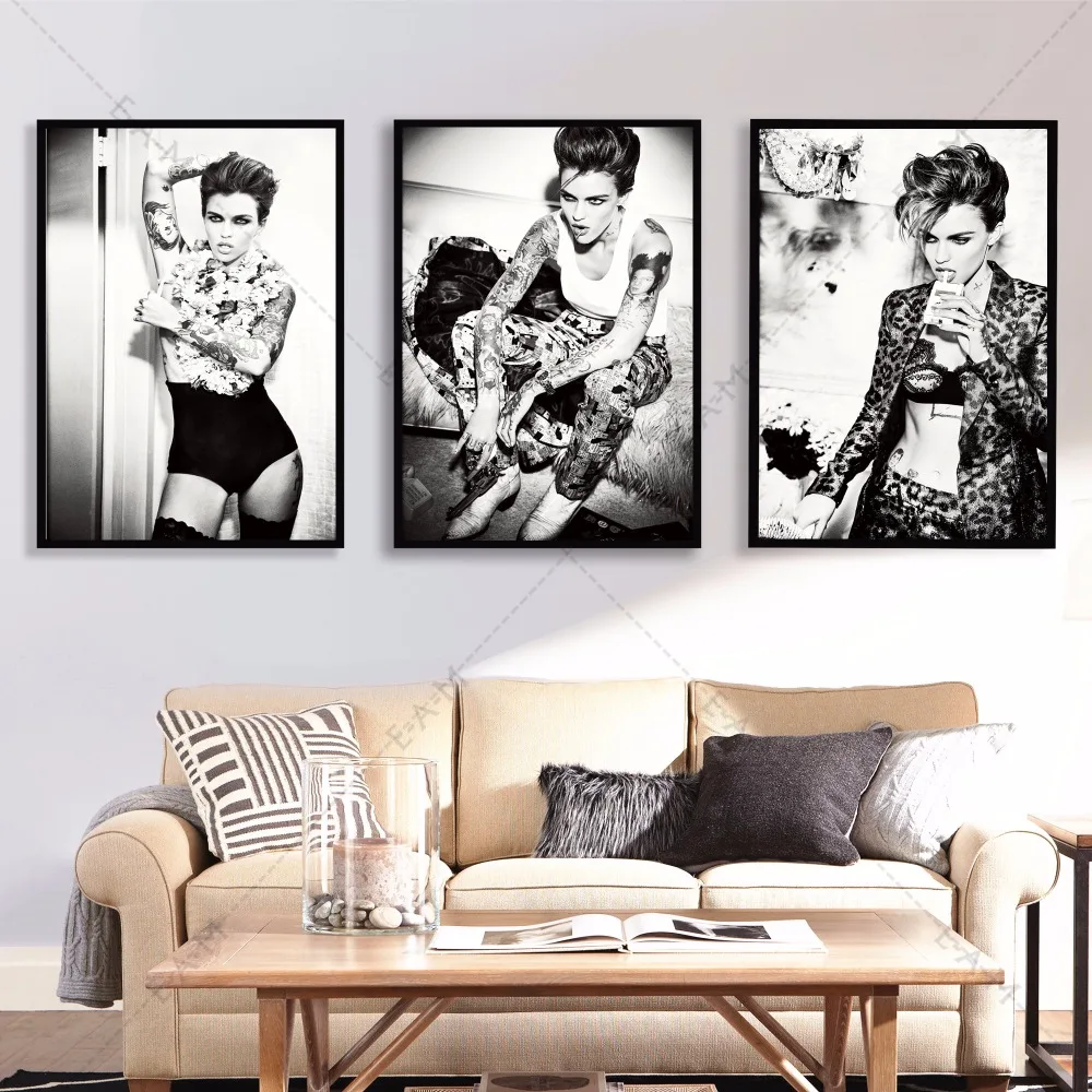 Черно белый хлопковый холст Ruby Rose Художественная печать постер настенные