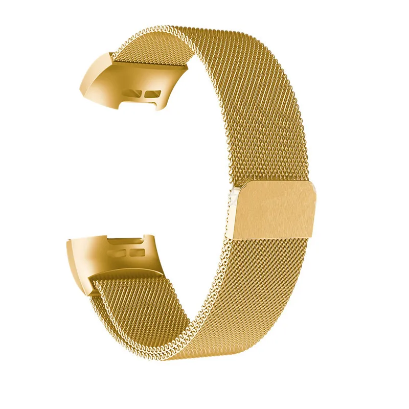 Золотой Металлические полосы для Fitbit Charge 3& Charge 3 SE фитнес-трекер Миланская нержавеющая сталь Магнитная Замена для мужчин t для женщин мужчин 9,14 - Цвет: Золотой