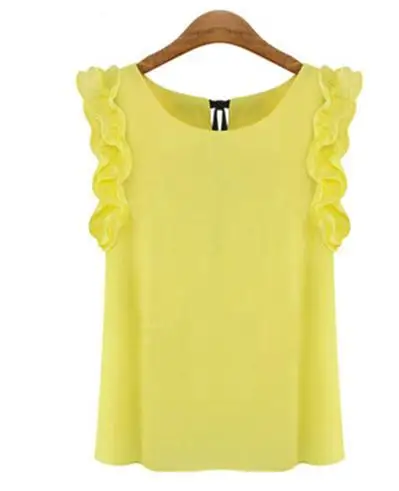 2020 модные женские блузки шифоновая блузка с круглым вырезом без рукавов летние