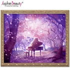 Новинка, Алмазная мозаика для рукоделия, полностью квадратная Алмазная вышивка, стразы, картины на фортепиано с фиолетовым лесом, украшение