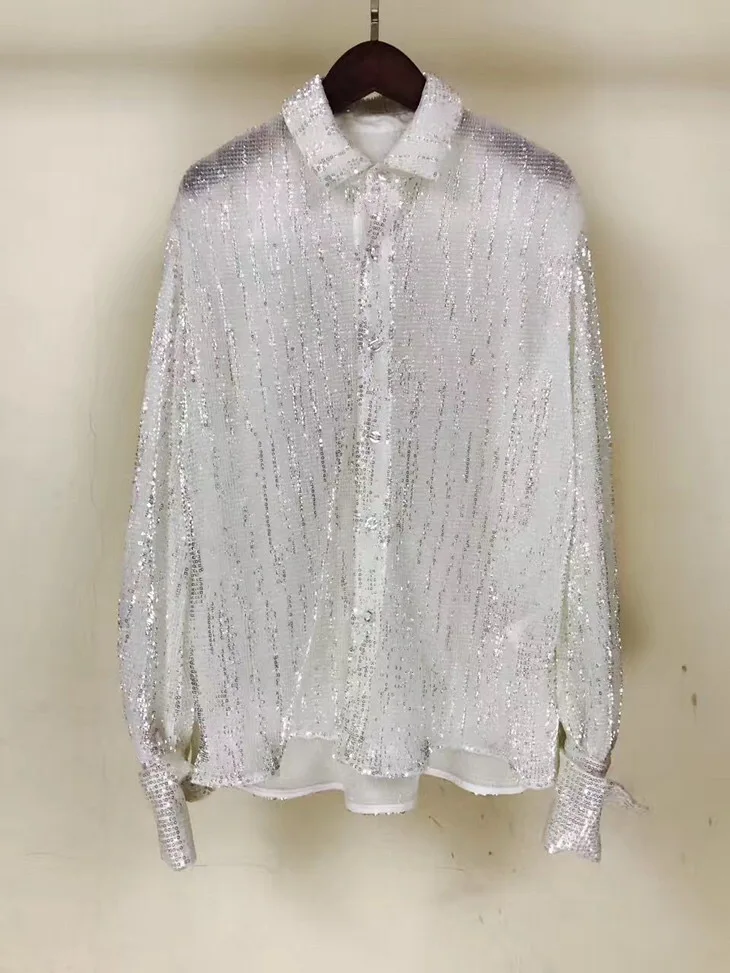 Весна 2018 Новое поступление Женская модная блестящая рубашка|fashion women|women fashionshirt
