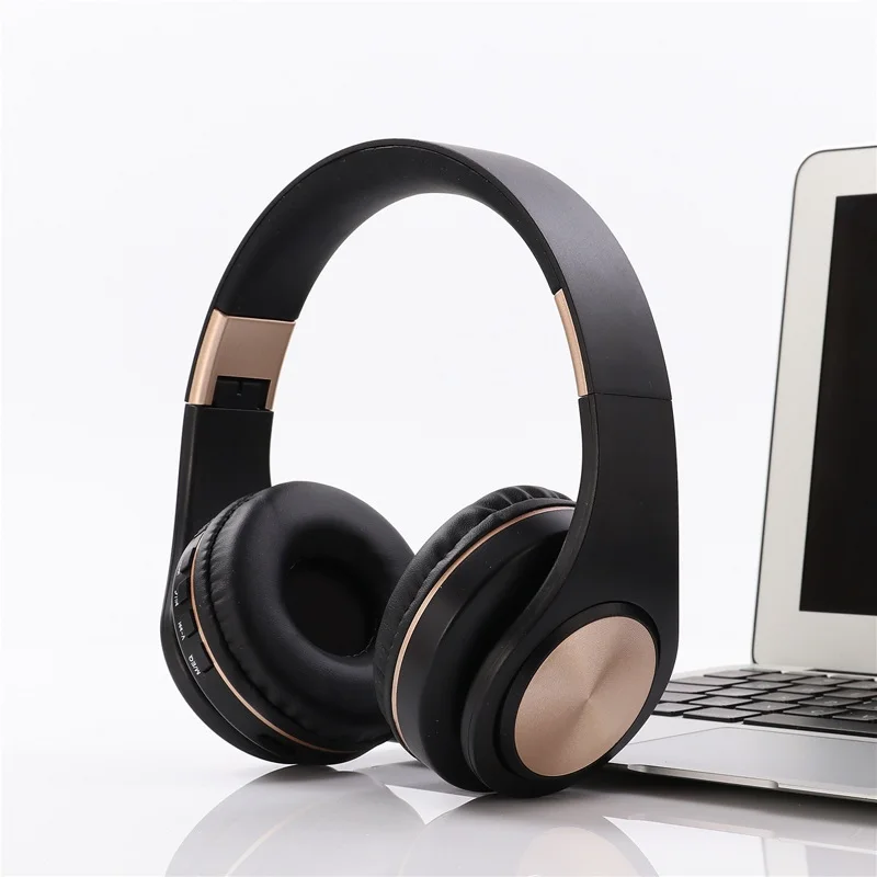 black gold Стерео наушники с громкой связью, аудио наушники, bluetooth-гарнитура, беспроводные наушники для компьютера, ПК, Aux, головной телефон - Цвет: black gold