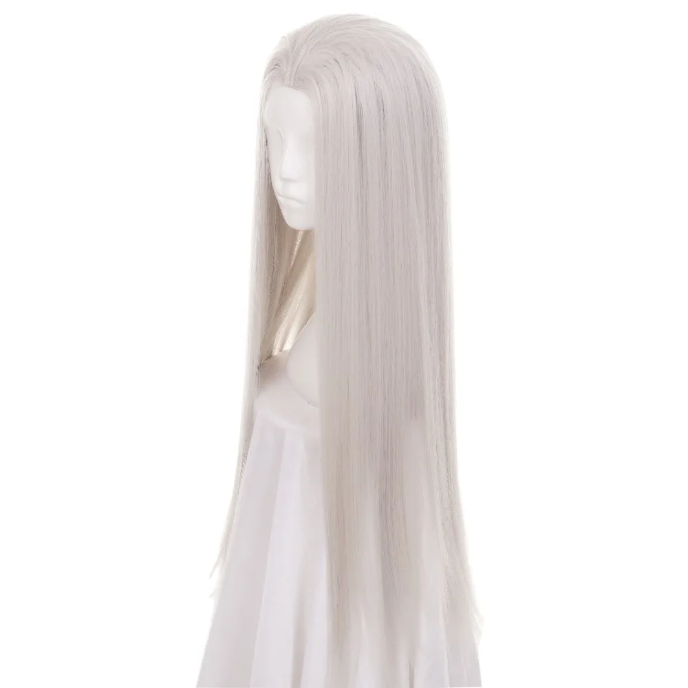 ccutoo Beauty tips 100cm Silver Grey Long Straight Synthetic Hair ancient maple Widow's peak Cosplay Wig Heat Resistance Fiber | Шиньоны