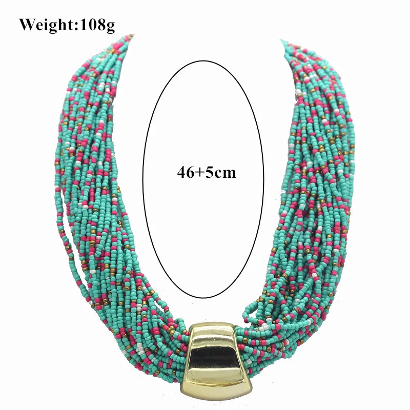 ADOLPH Jewelry Bohemia 7 Colors Candy Beads Statement Necklace For Woman 2015 New Zinc Alloy Pendants Choker Necklaces 30 | Украшения и