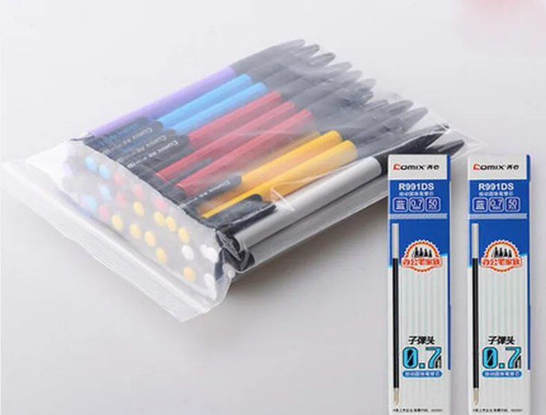 36 pcs and 100 ink 36/60 шт синий шариковая ручка нажал школьников аксессуары для офиса письменные принадлежности boligrafos canetas ручки - Цвет: 36 pcs and 100 ink