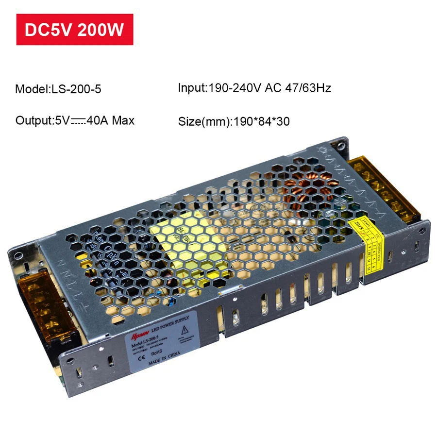 AC190 240V ультра тонкий светодиодный Питание DC12V 5V 24V 60W 150W 200W 300W 400W Светодиодный