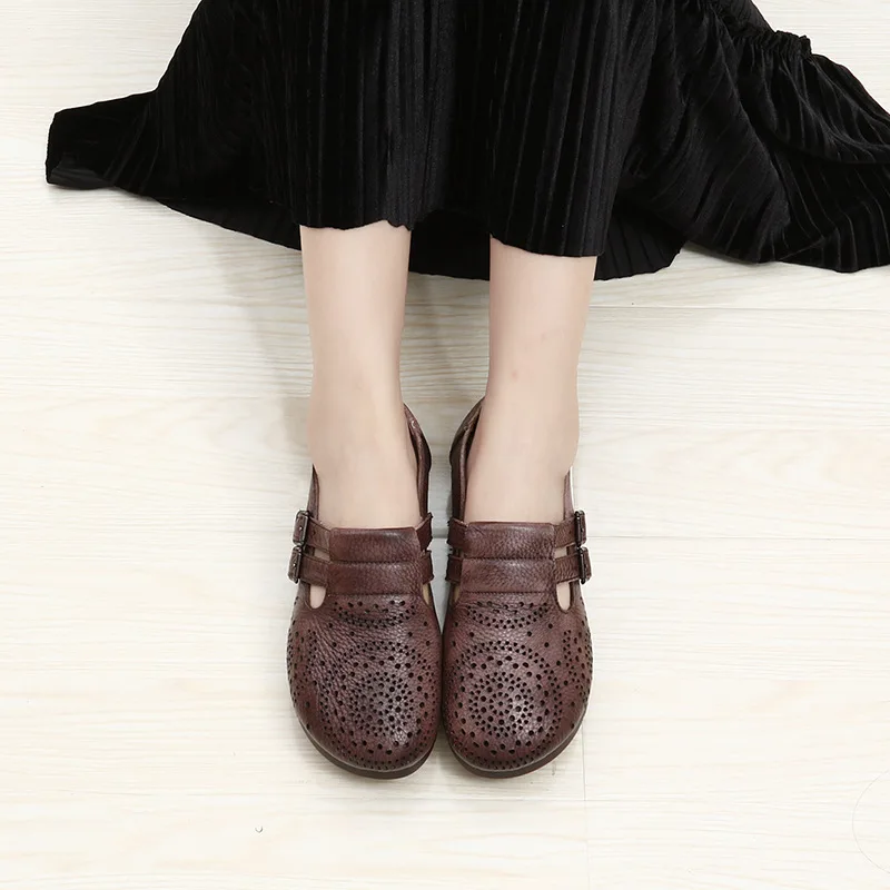 Женские туфли на плоской подошве Johnature повседневные однотонные из натуральной