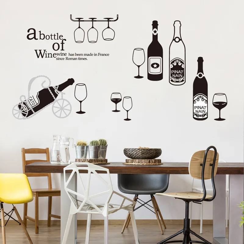 Bar counter wine display rack wall stickers Vinyl Waterproof material DIY wall decals for kitchen wine counter decor sticker