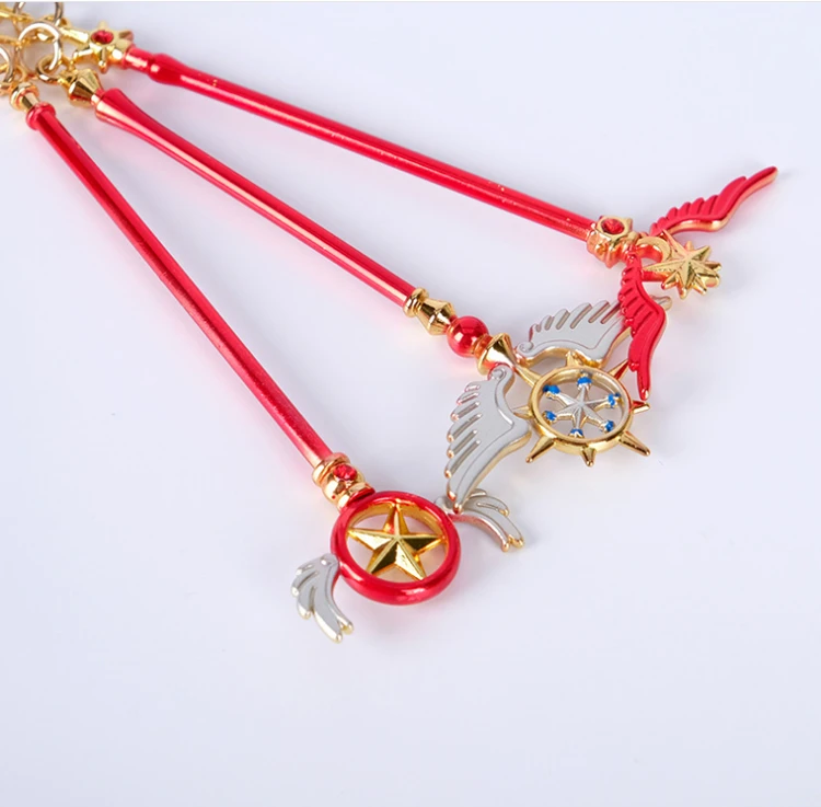 Визитница Cardcaptor SAKURA крыло палочка сплав брелки золотые брелки ожерелье с подвесками на цепочке сумки брелоки косплей ювелирные изделия