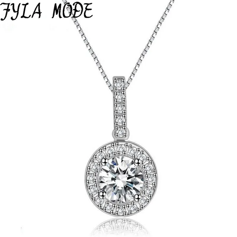 Fyla Mode Новый высокое качество 925 серебро цирконовая подвеска на ожерелье для