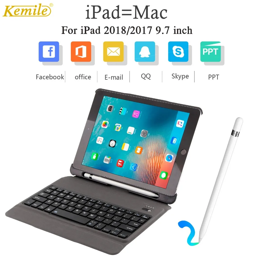 Эргономичный чехол с Bluetooth клавиатурой для iPad 2018 2017 9 7 Вт держатель карандашей