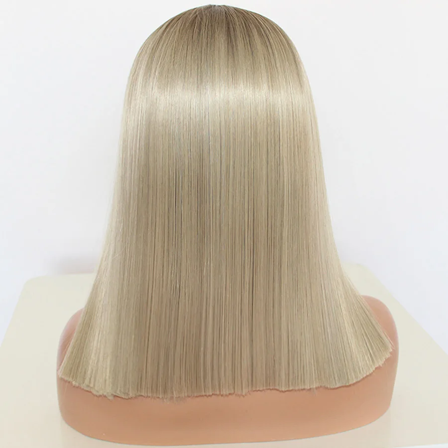 1b-blonde Черный белый фиолетовый блонд Омбре Цвет Кружева передние парики длинные волосы боб Натуральные Прямые Синтетические Кружева передние парики для черных женщин - Цвет: 1b-blonde