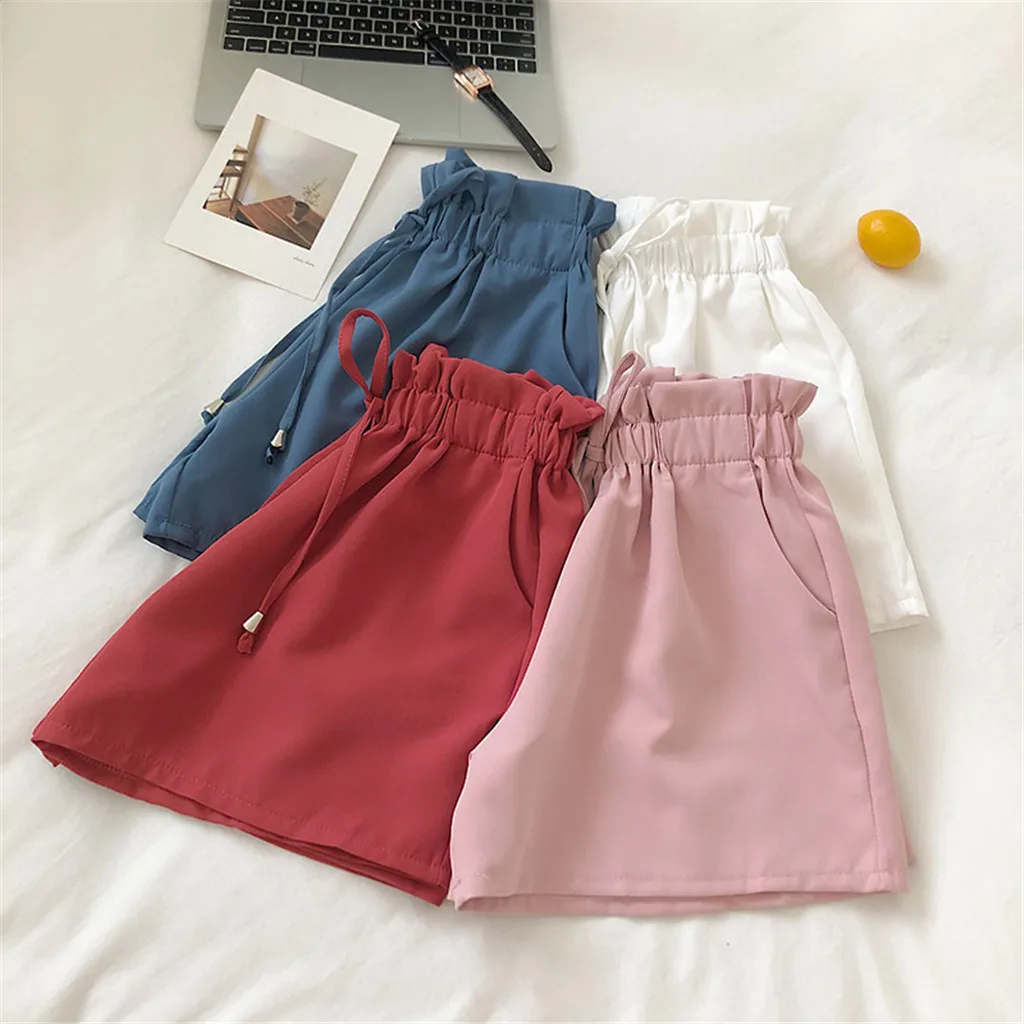 Шорты Spodenki Damskie Pantalones Cortos Mujer летние однотонные повседневные пляжный с завышенной талией Стрейчевые шорты для женщин Z4
